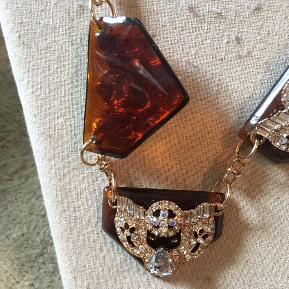 Tortoise/Crystal Statement Necklace - image 3